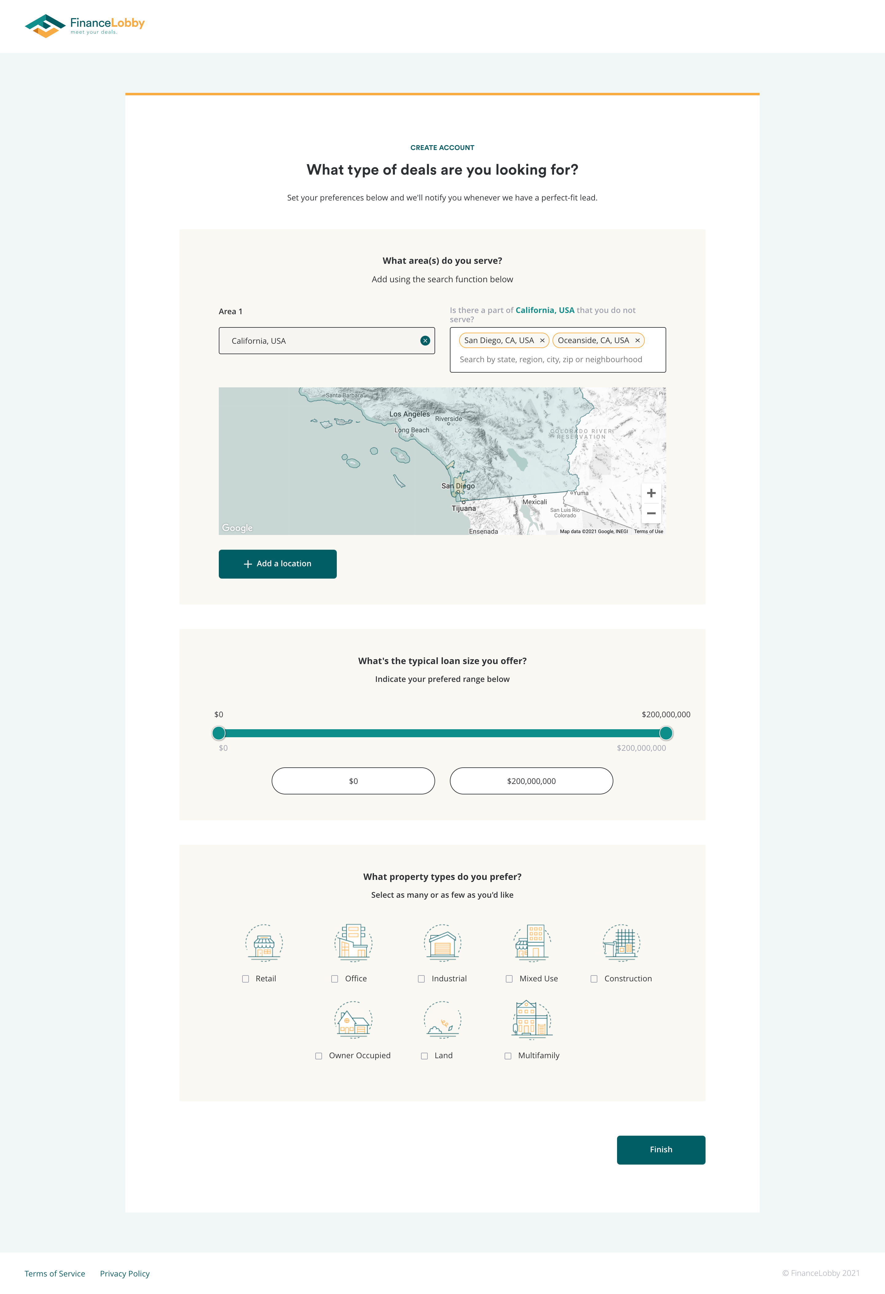 screenshot of Finance Lobby